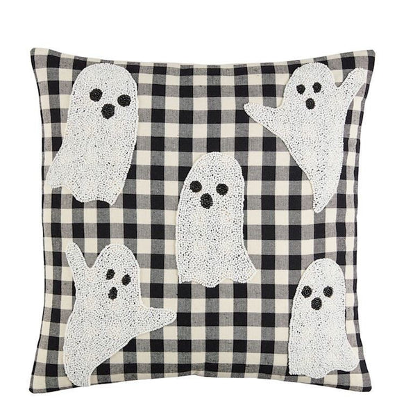 Ghost Beaded Halloween Pillow