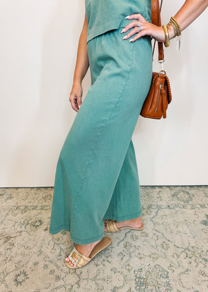 Scout Jersey Crop Flare Pant in Hunter Green