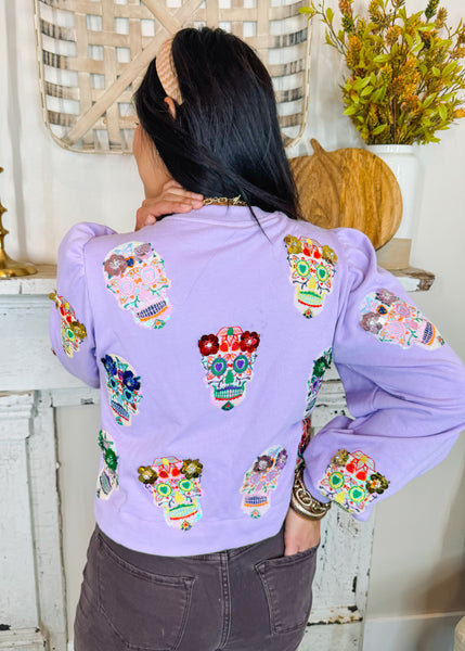 Lavender Sugar Skull Sweatshirt