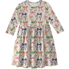 3/4 Sleeve Pocket Bows Dress