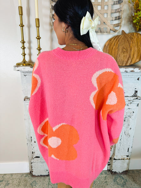 Jadie Floral Sweater in Pink