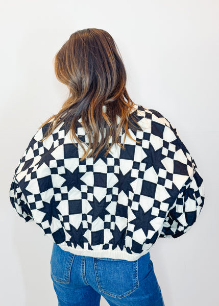 Quilted Star Jacket - Black