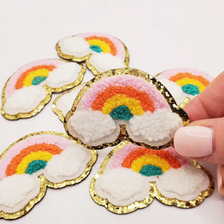 Rainbow with Clouds Chenille Patch