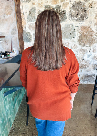 Noralee Button Sweater in Rust