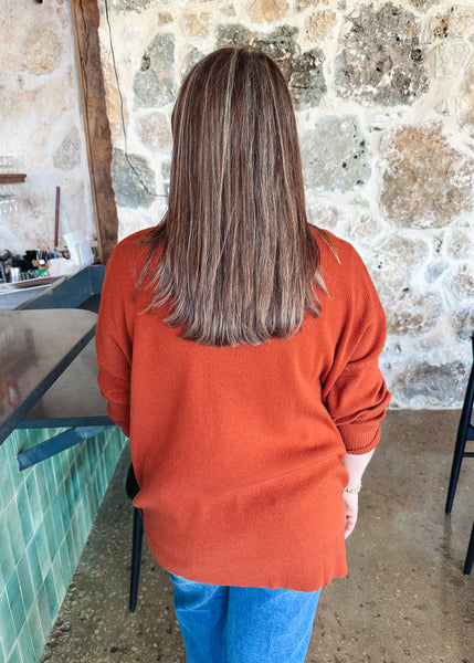 Noralee Button Sweater in Rust