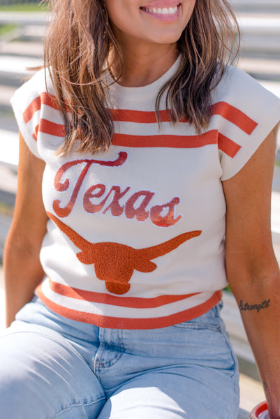 Burnt Orange & White Texas Longhorns Striped Top