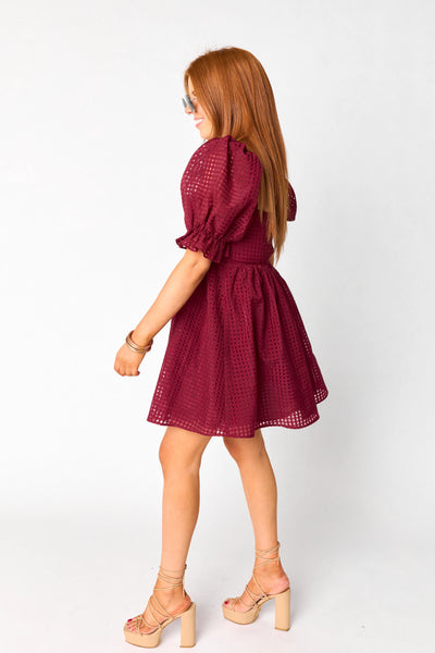 Faye babydoll Dress in Maroon