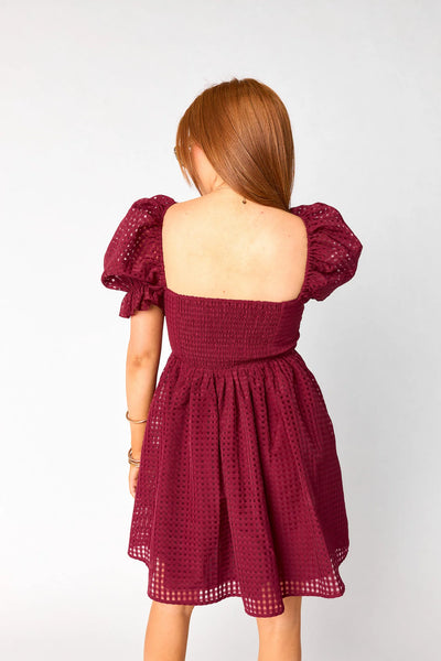 Faye babydoll Dress in Maroon