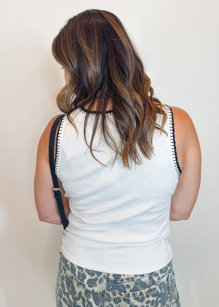Social Whipstitch Tank in Crystal