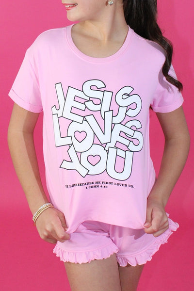 Jesus Loves You Top in Bonbon Pink