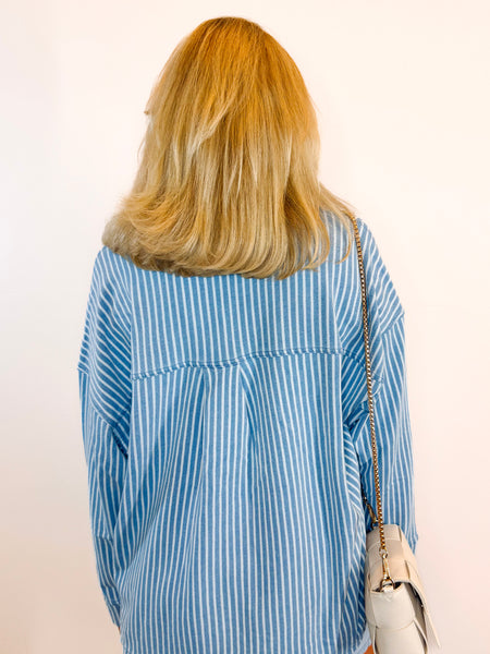 All Day Knit Stripe Jacket in Santorini Indigo