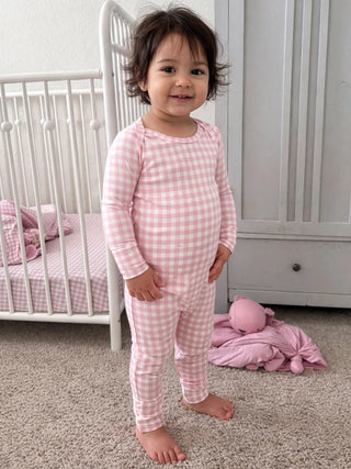 Pink Gingham Bamboo Convertible Pajama