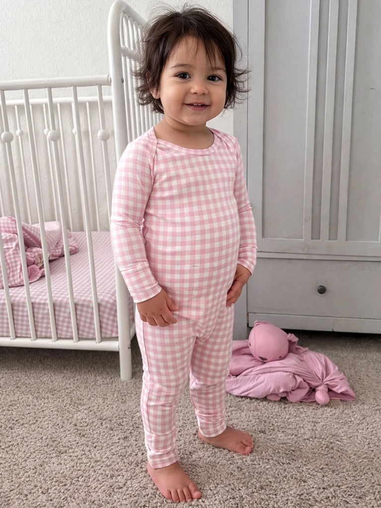 Pink Gingham Bamboo Convertible Pajama