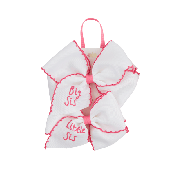 Little and Big Sis Sisters Bows (White or Pink)