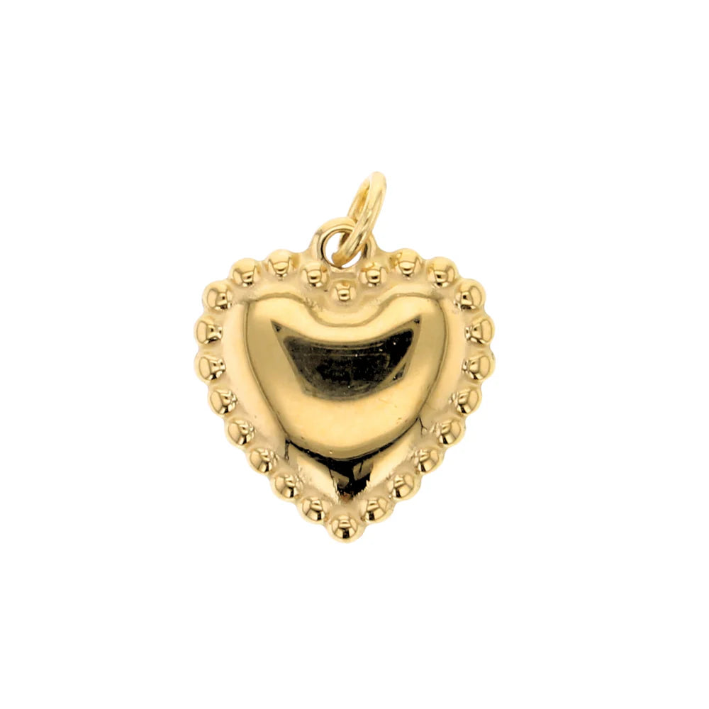 Gold Large Milgrain Heart Charm