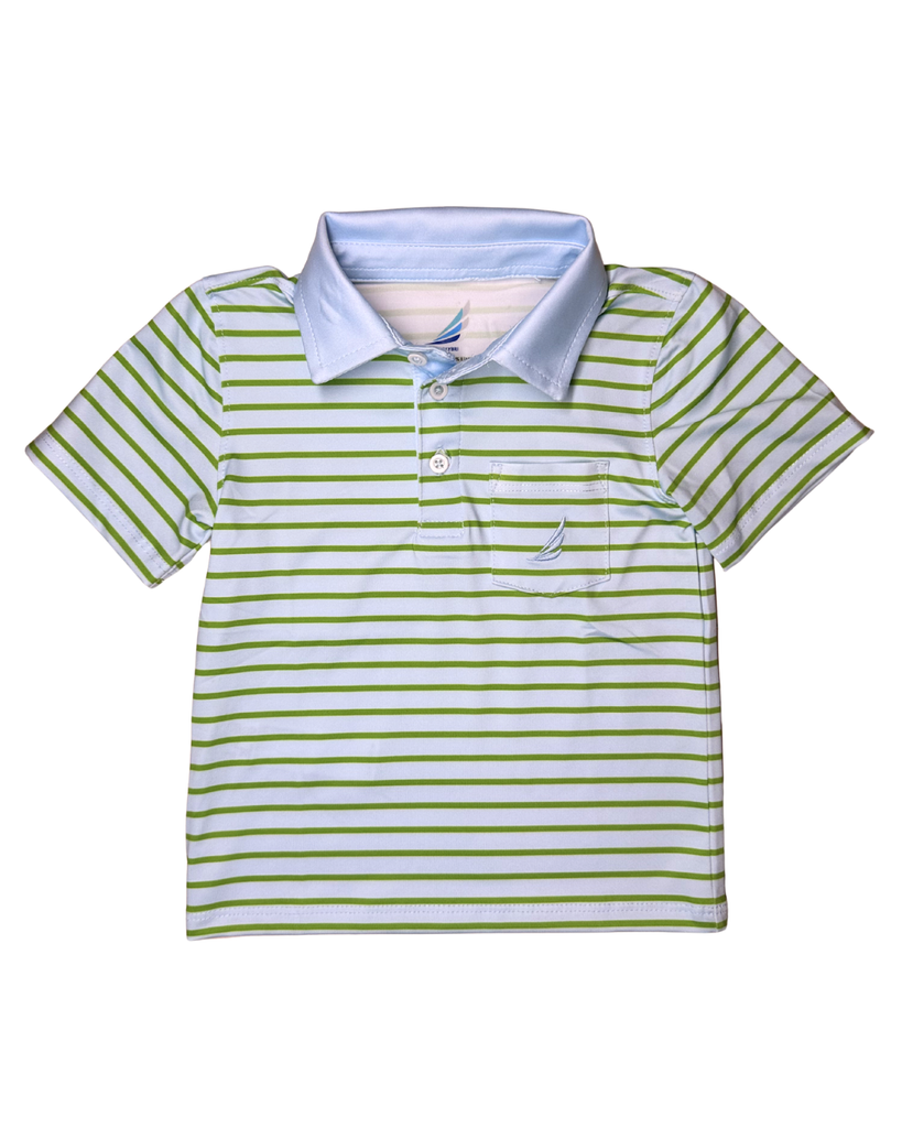 Brooks Performance Light Blue & Green Color Block S/S Polo