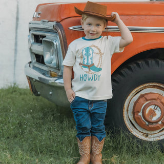 Howdy Western Cotton Ringer Short Sleeve Shirt