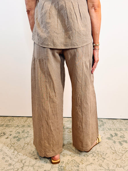 Brown Wide Legged Stripe Pant