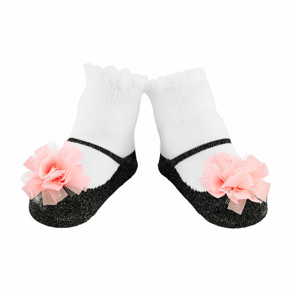 Black and Pink Puff Socks