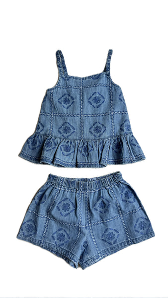 Clara Embroidered Top & Short Set