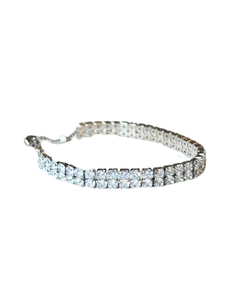 Silver CZ Tennis Pulley Bracelet 3mm