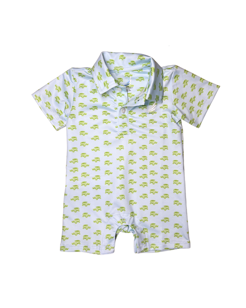 Banks Performance Polo Romper in Alligator Print