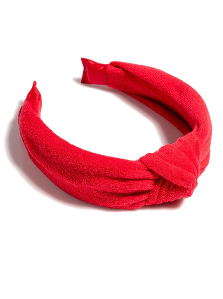 Terry Knotted Headband- Red