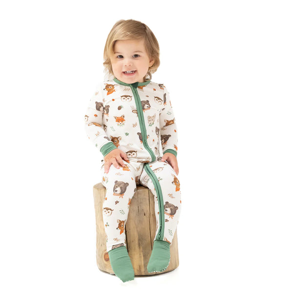 Woodland Animal Faces 2 Way Zipper Convertible Romper