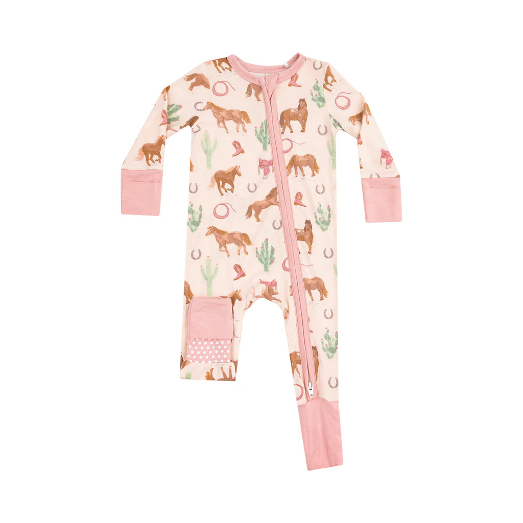 Pink Horses 2 Way Zipper Convertible Romper