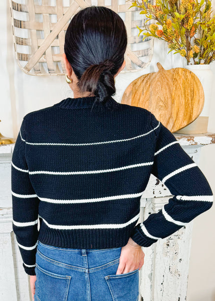 Milan Stripe Sweater in Black