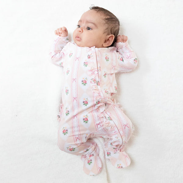 Ogee Lace Floral 2 Way Ruffle Zipper Footie