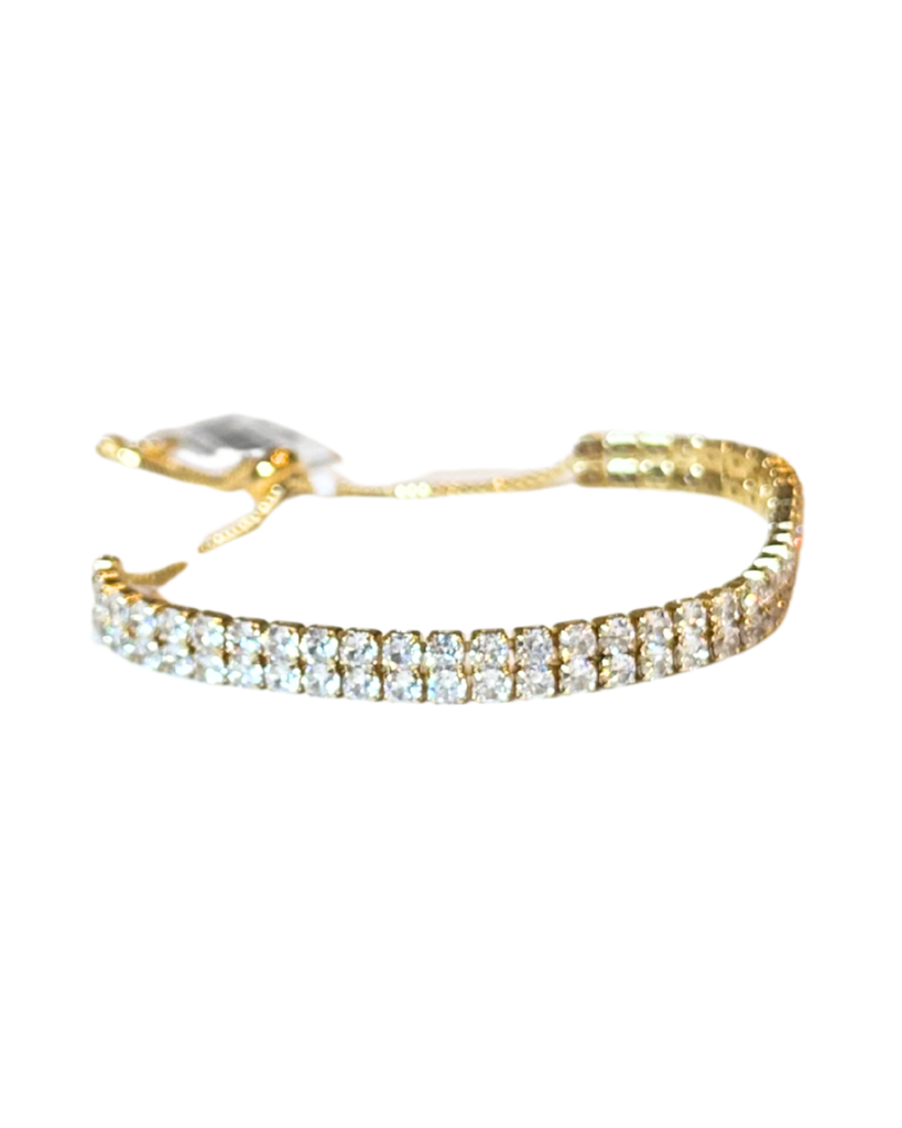 Gold CZ Tennis Pulley Bracelet 3mm