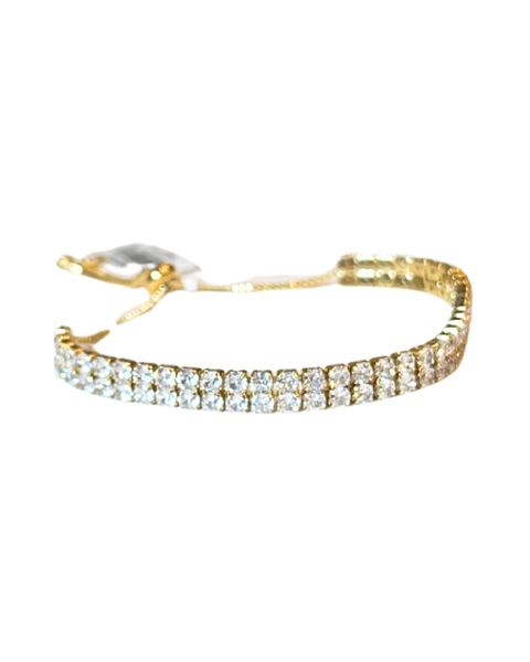 Gold CZ Tennis Pulley Bracelet 3mm