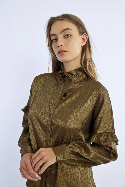 Animal Print Satin Blouse