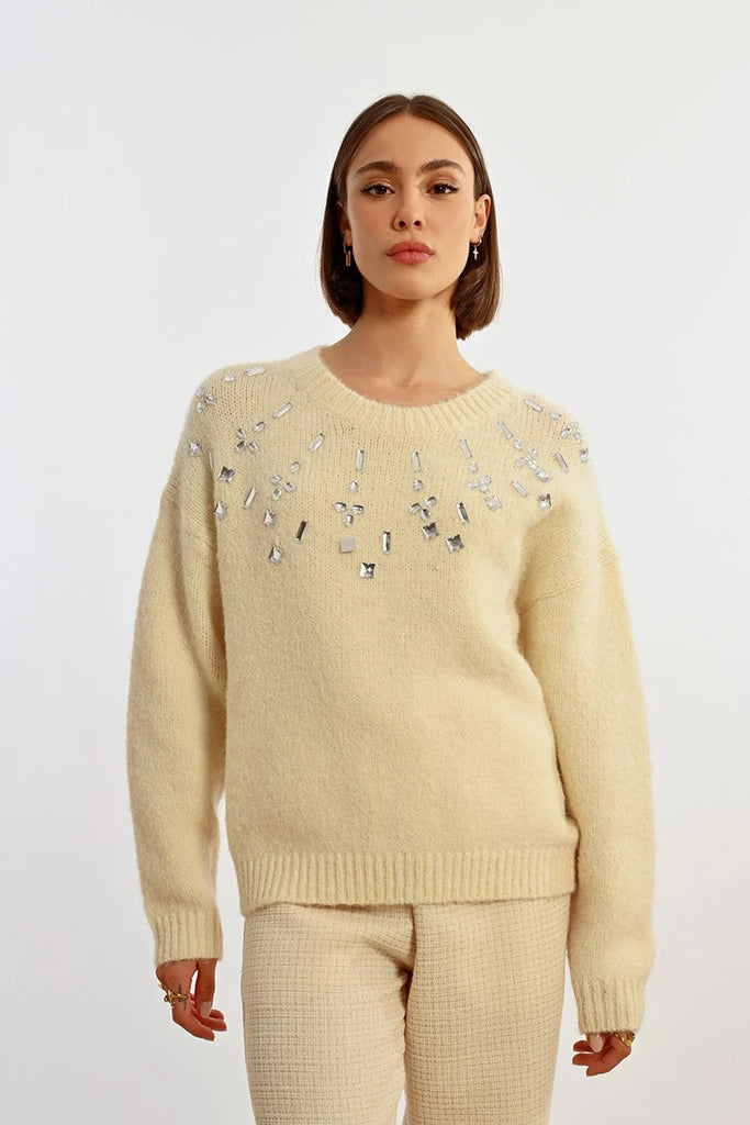 RHINESTONE KNIT SWEATER