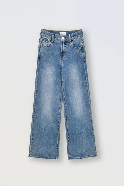 Girls Light Denim Wide Jeans