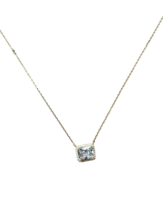 CZ Rectangle Necklace in Gold