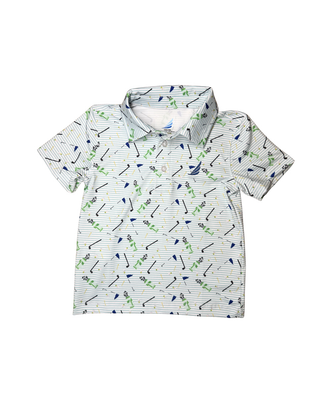 Miles Performance S/S Polo Golf Print & Stripe