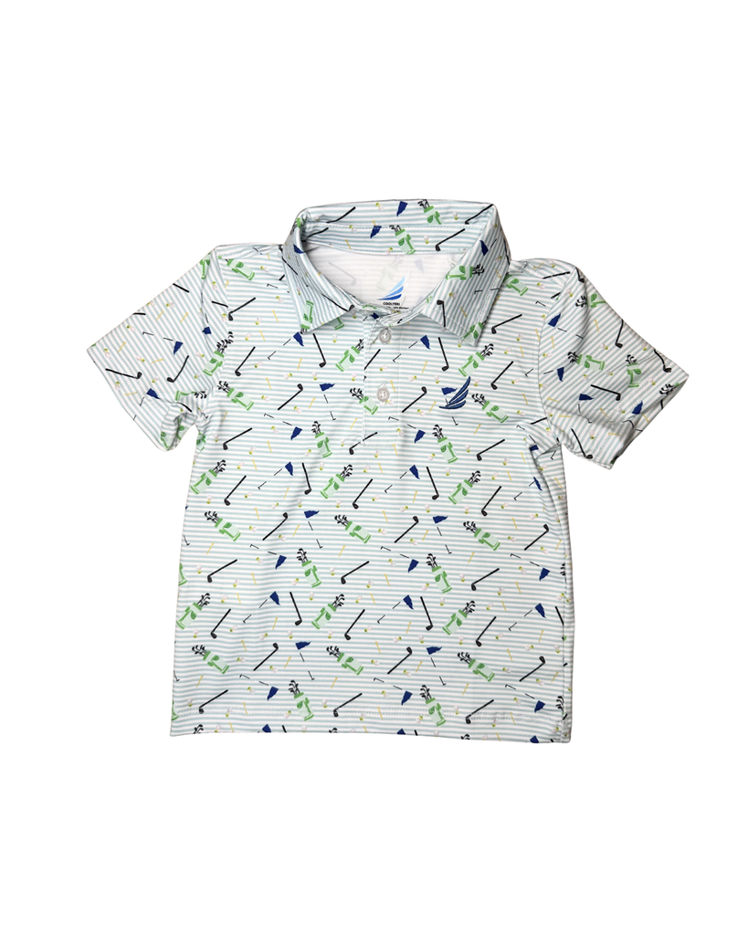 Miles Performance S/S Polo Golf Print & Stripe
