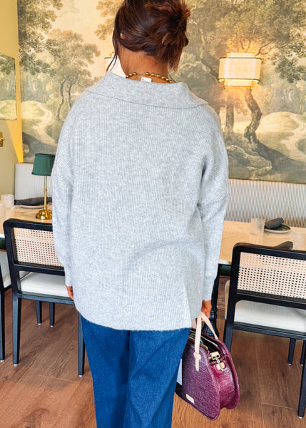 Noa Collared Sweater - Grey