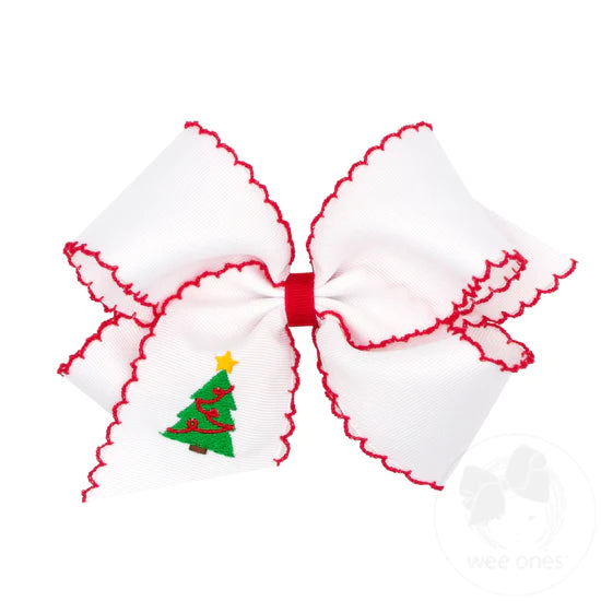 Medium Christmas Tree Stitched Edge Bow