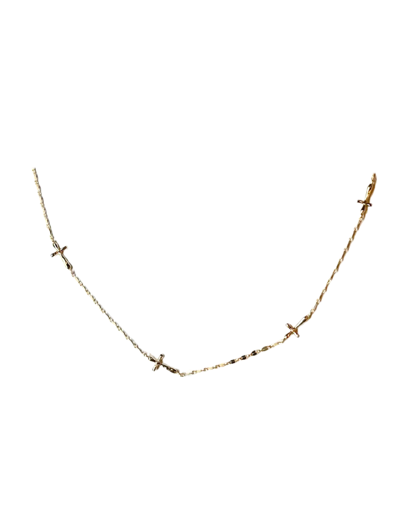 Bubble Cross Gold Necklace