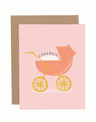 Pink Baby Carriage Greeting Card