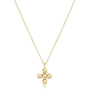 16" Necklace Gold Classic Beaded Signature Cross 4MM