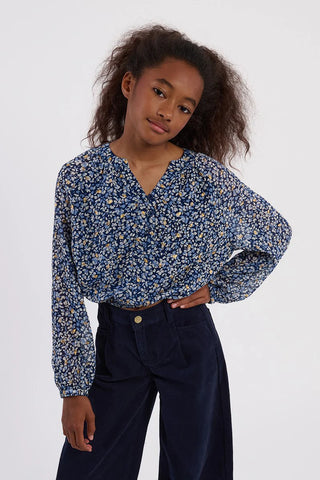 Blue Nora Floral Voile Blouse