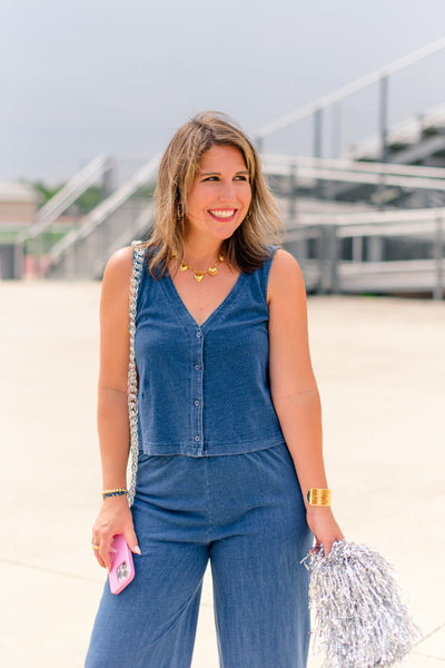 Solace Jersey Denim Top in Indigo