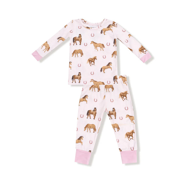 Pink Horses Long Sleeve Loungewear Set