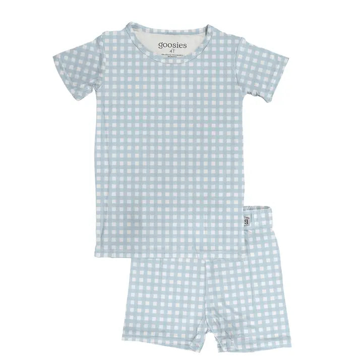 Cottage Blue Gingham 2-Piece Short Pajamas