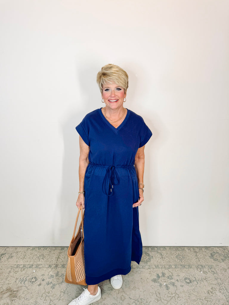 Navy Sporty Midi Dress