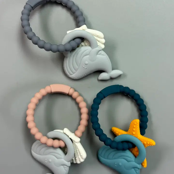 Silicone Whale Teether Ring (Assorted Colors)